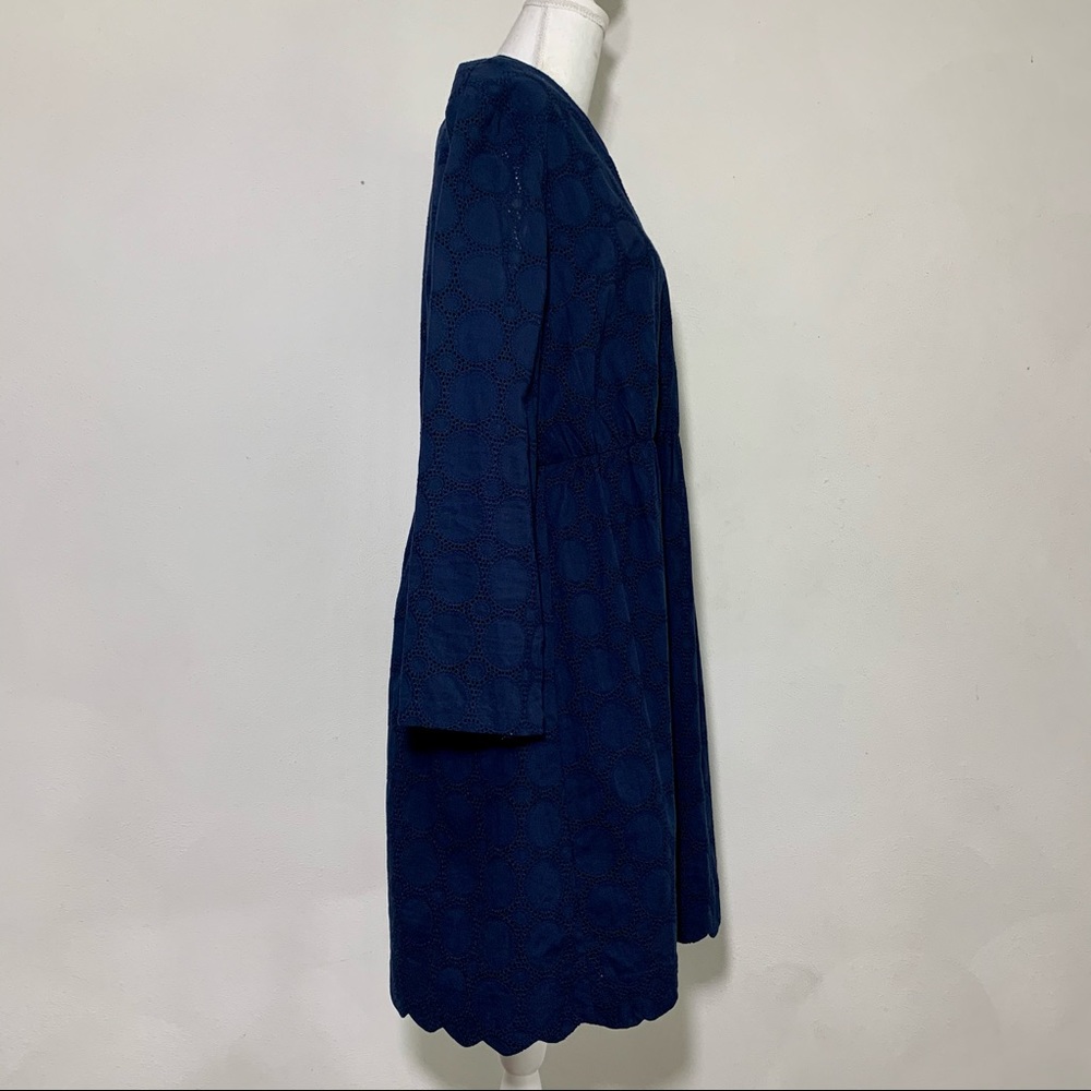 J Crew Long Sleeve Navy Eyelette Party Dress H8471 - Picture 5 of 11